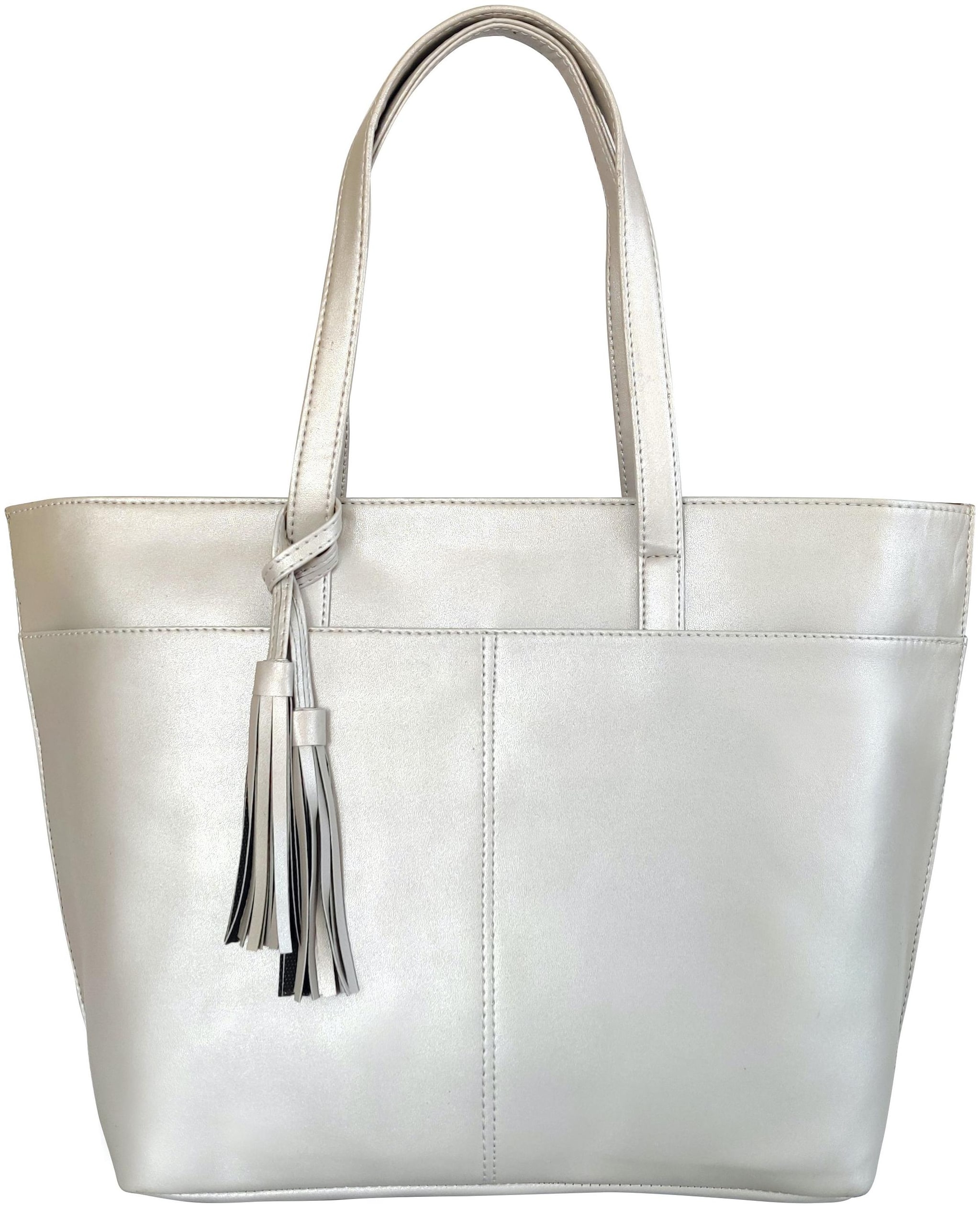 

Toteteca Bag Works Silver Faux Leather Shoulder Bag