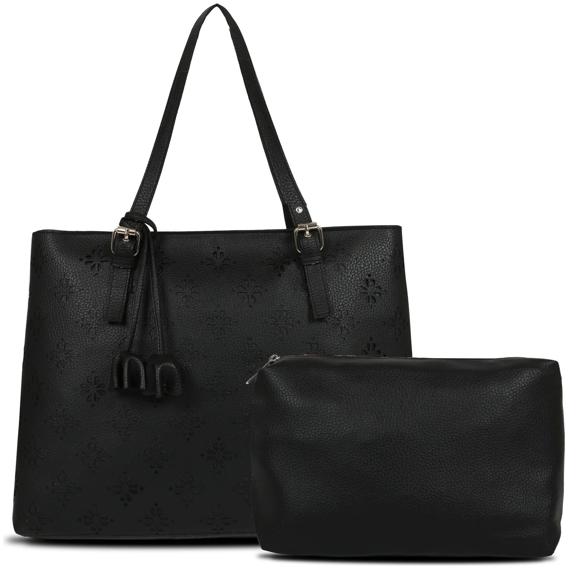 

Toteteca Bag Works Black Faux Leather Shoulder Bag