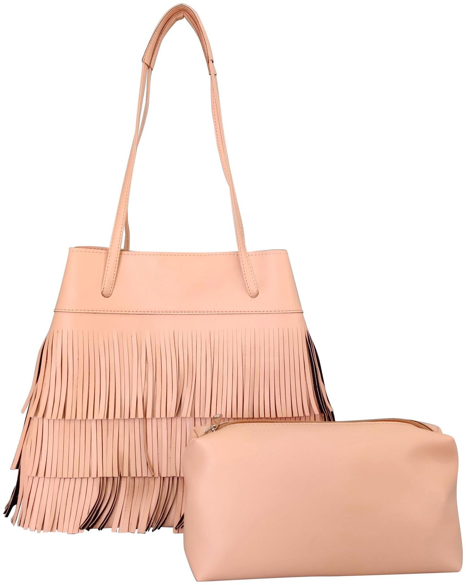 

Toteteca Bag Works Pink Faux Leather Tassle Bag
