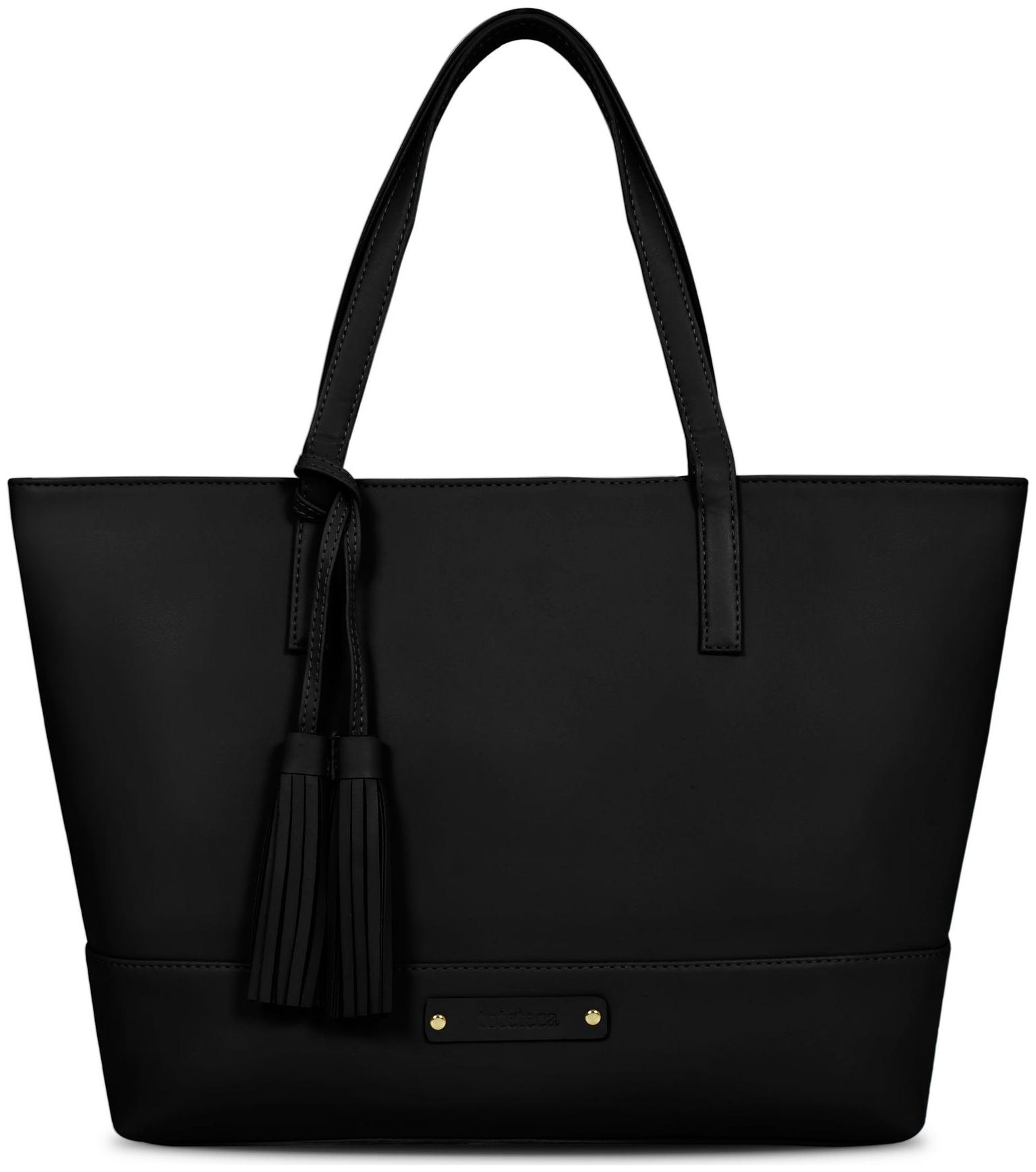 

Toteteca Bag Works Women Solid Faux Leather - Tote Bag Black