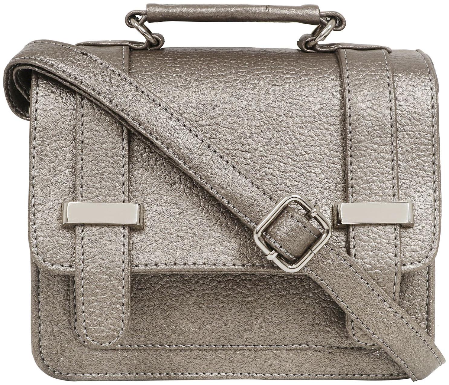 

Toteteca Bag Works Silver PU Solid Sling Bag