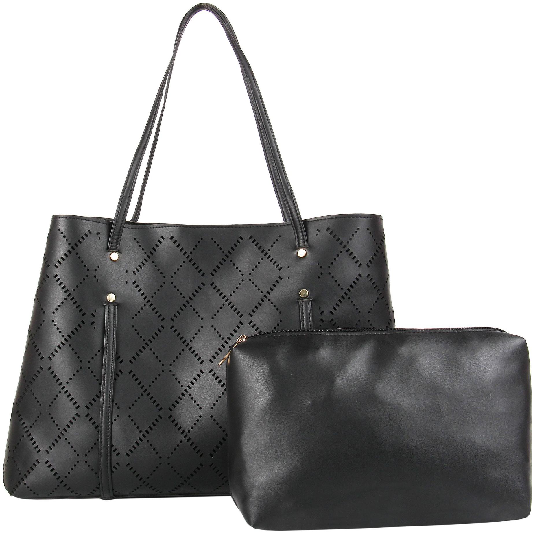 

Toteteca Bag Works Black Faux Leather Handheld Bag