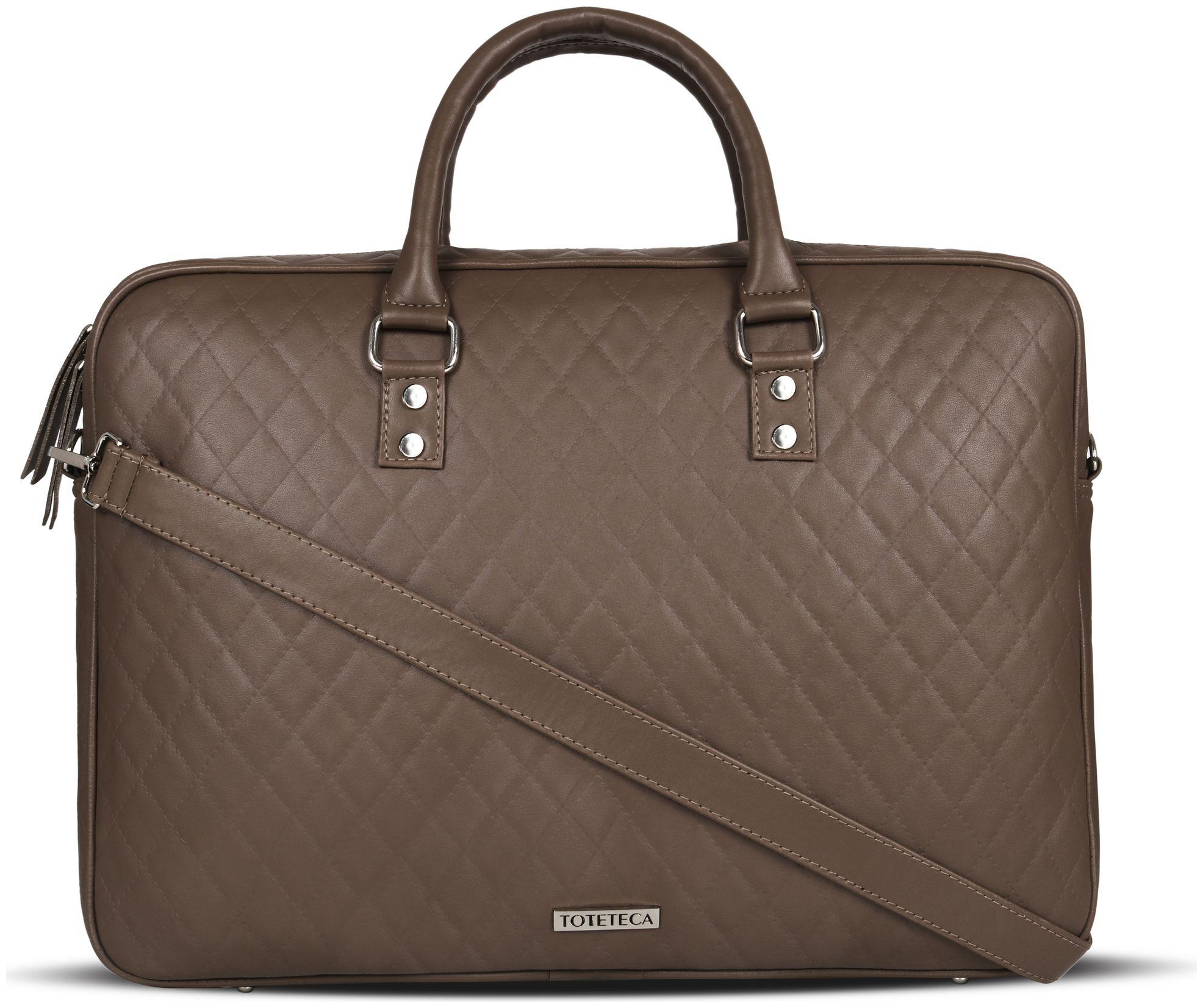 

Toteteca Bag Works Brown Faux Leather Laptop Briefcase