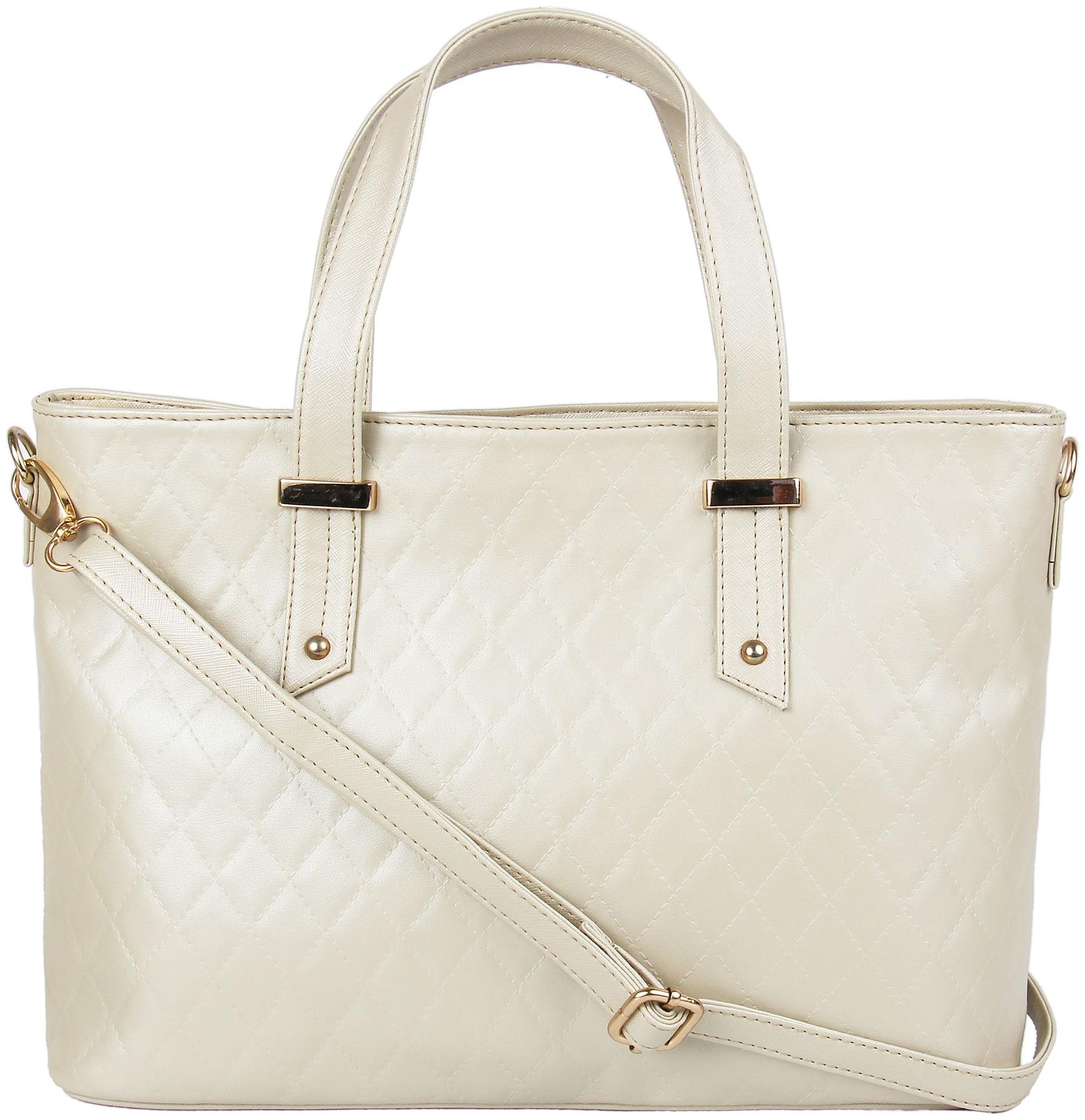

Toteteca Bag Works White Faux Leather Handheld Bag