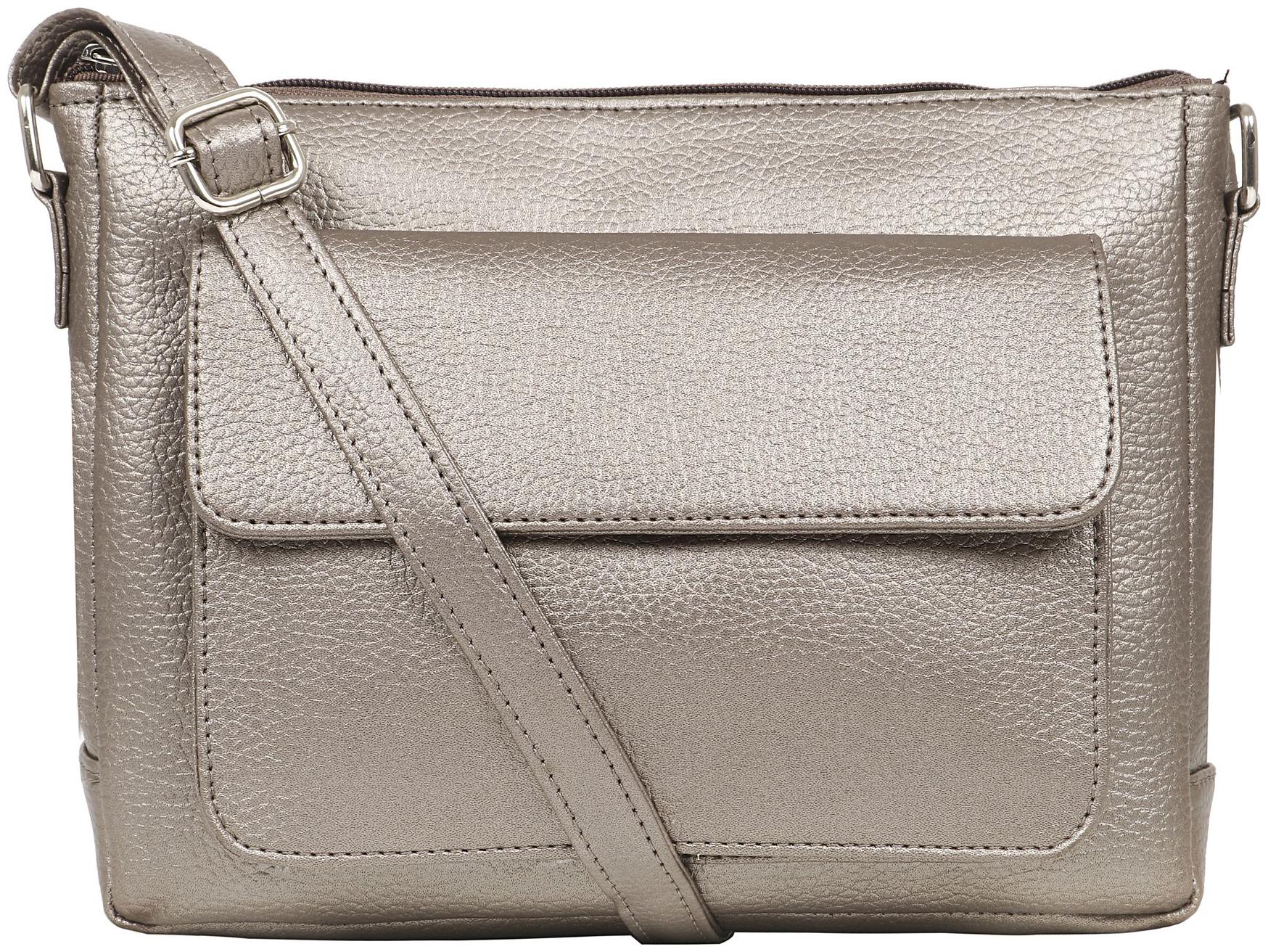 

Toteteca Bag Works Silver PU Solid Sling Bag