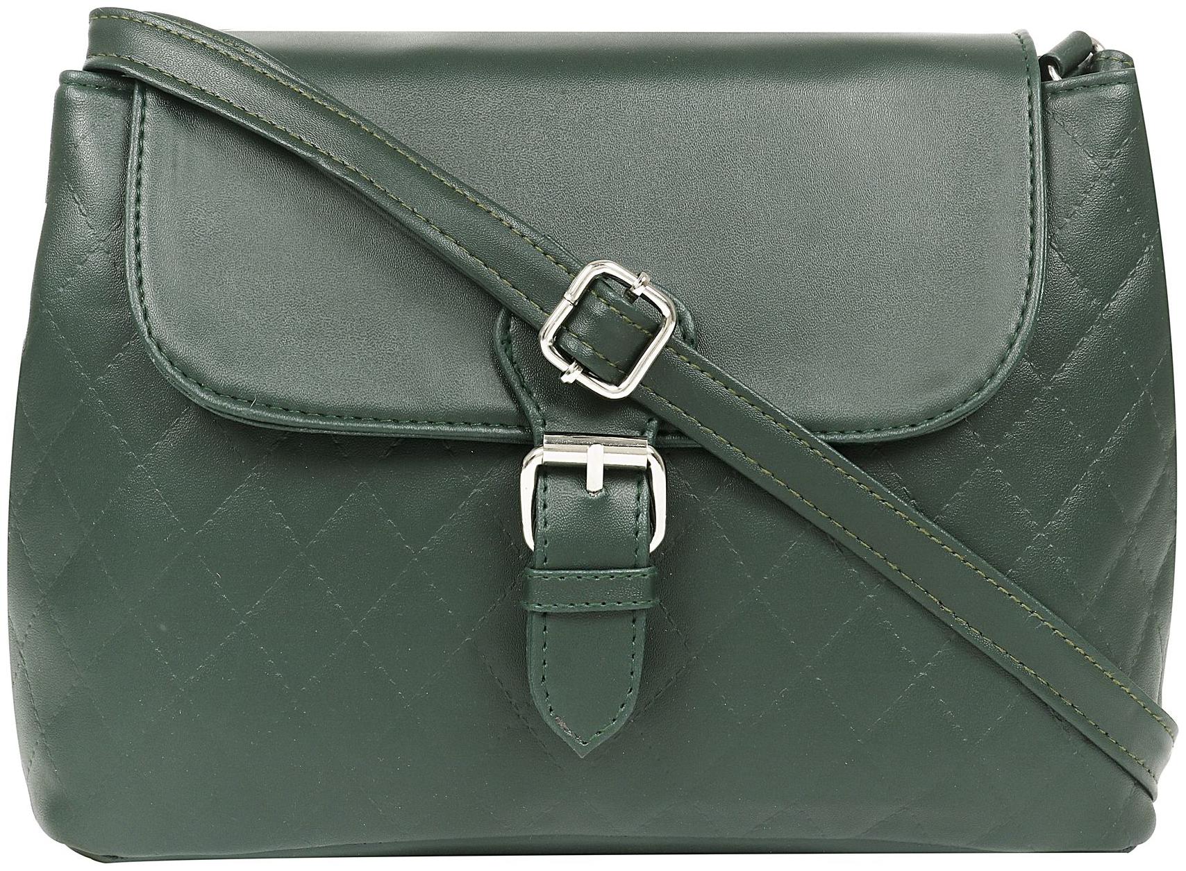 

Toteteca Bag Works Green PU Solid Sling Bag