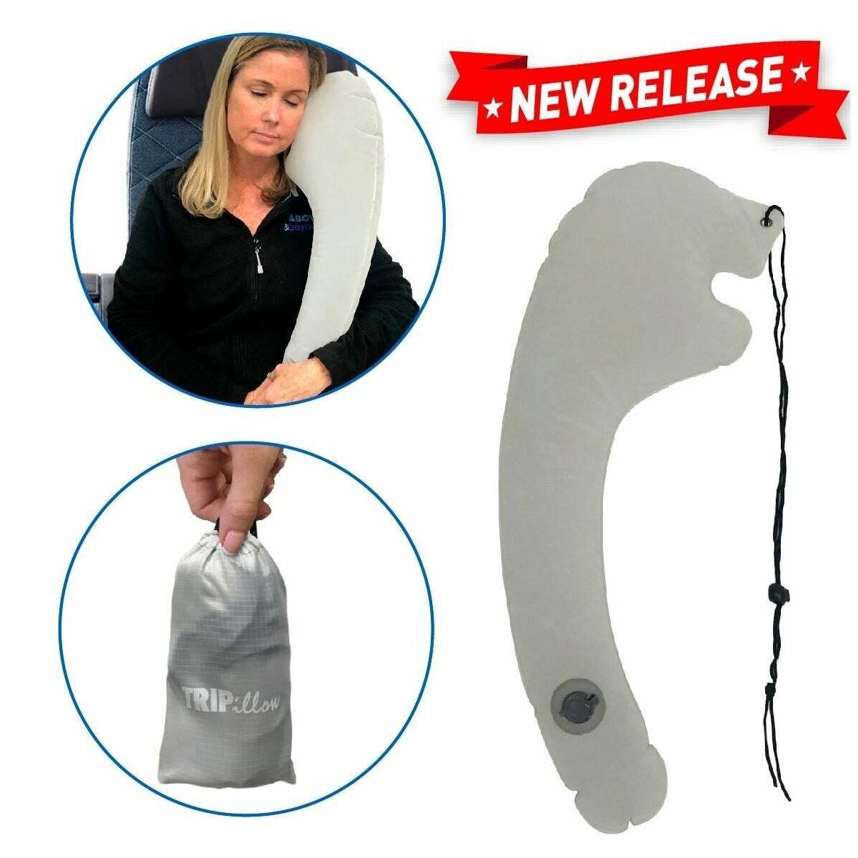 

Tripillow Travel Pillow - Inflatable Neck Support -Grey Grey