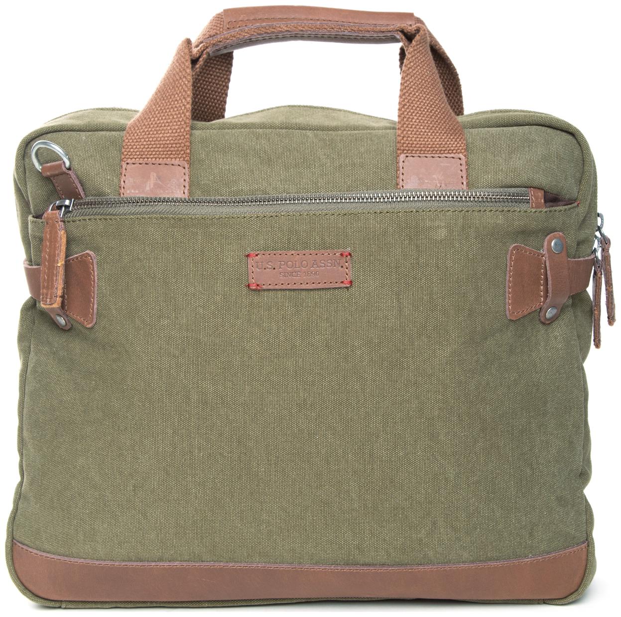 

U S Polo Assn Green Canvas Messenger bag