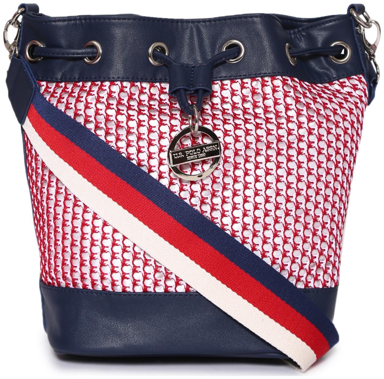 

U S Polo Assn Red Blue PU Handheld Bag