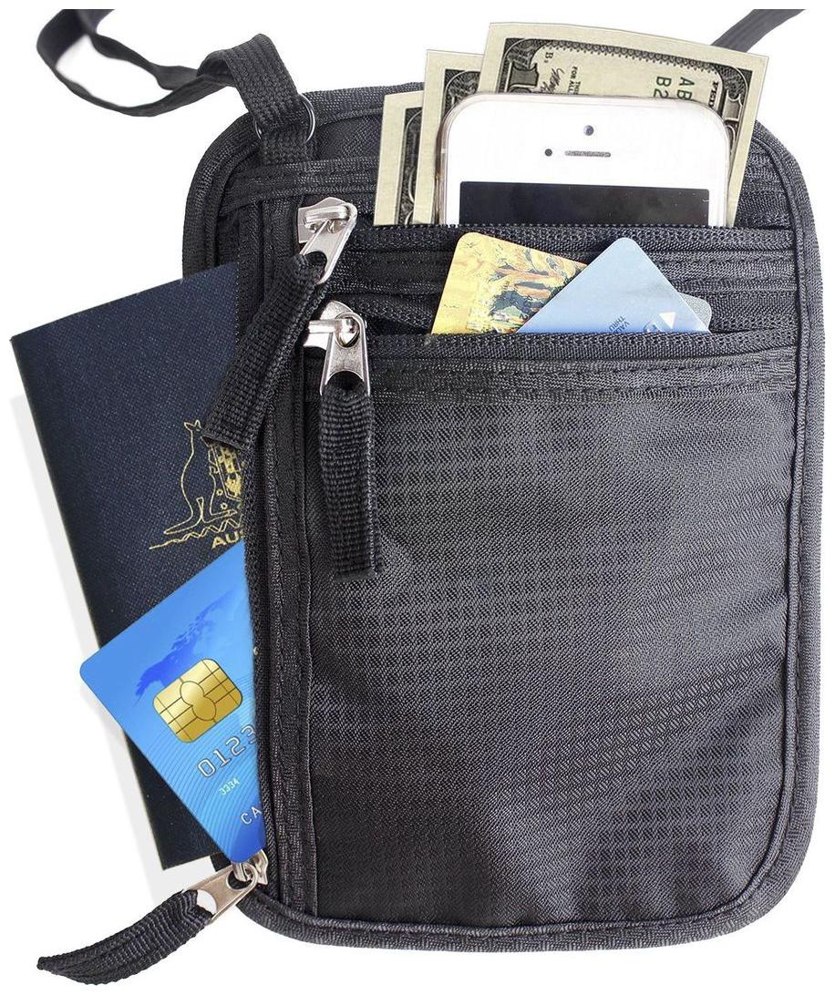 Ecredit Neck Travel Wallet Weight light Neck Pouch for Men and Women Passport Holder Stash with RFID Blocking