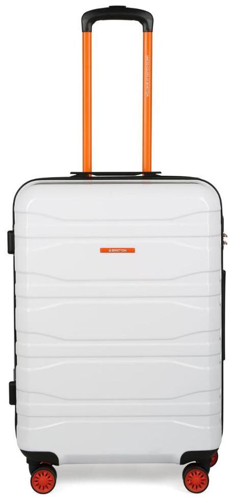 

United Colors Of Benetton Medium Size Hard Luggage Bag ( White 4 Wheels )