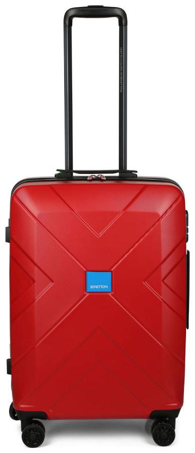 

United Colors Of Benetton Medium Size Hard Luggage Bag ( Red 4 Wheels )
