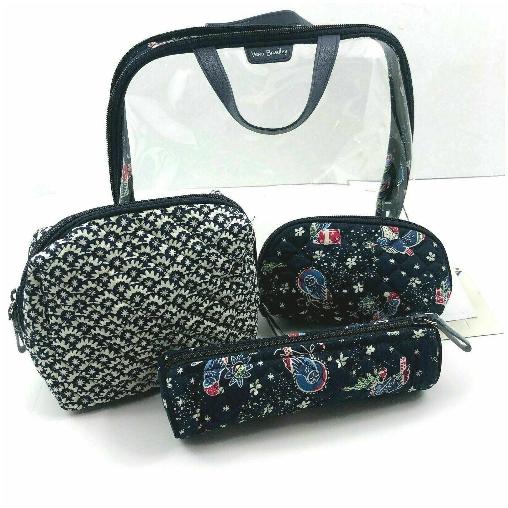 

Vera Bradley 4 Pc Piece Travel Cosmetic Set Holiday Owls NWT UPC 886003545164