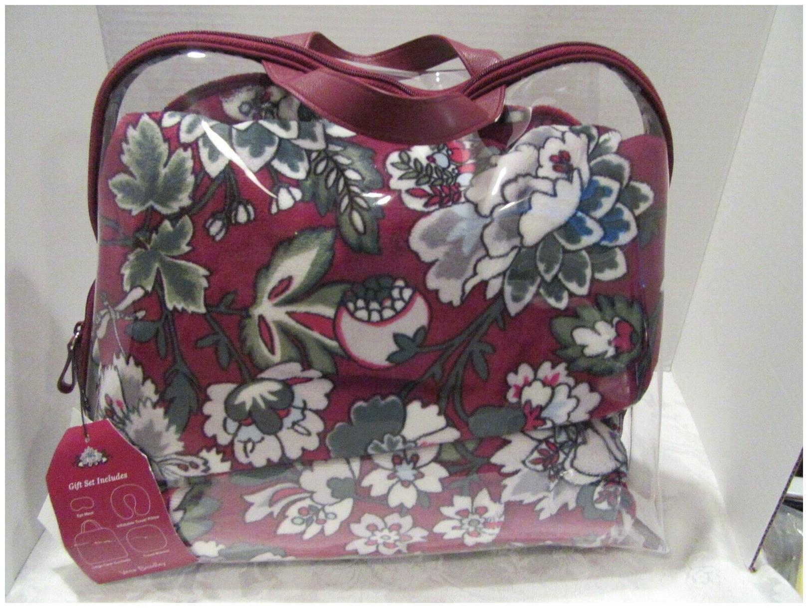 

Vera Bradley 4 Piece Travel Set Pillow Blanket Boureaux Blooms Pattern NWT 98