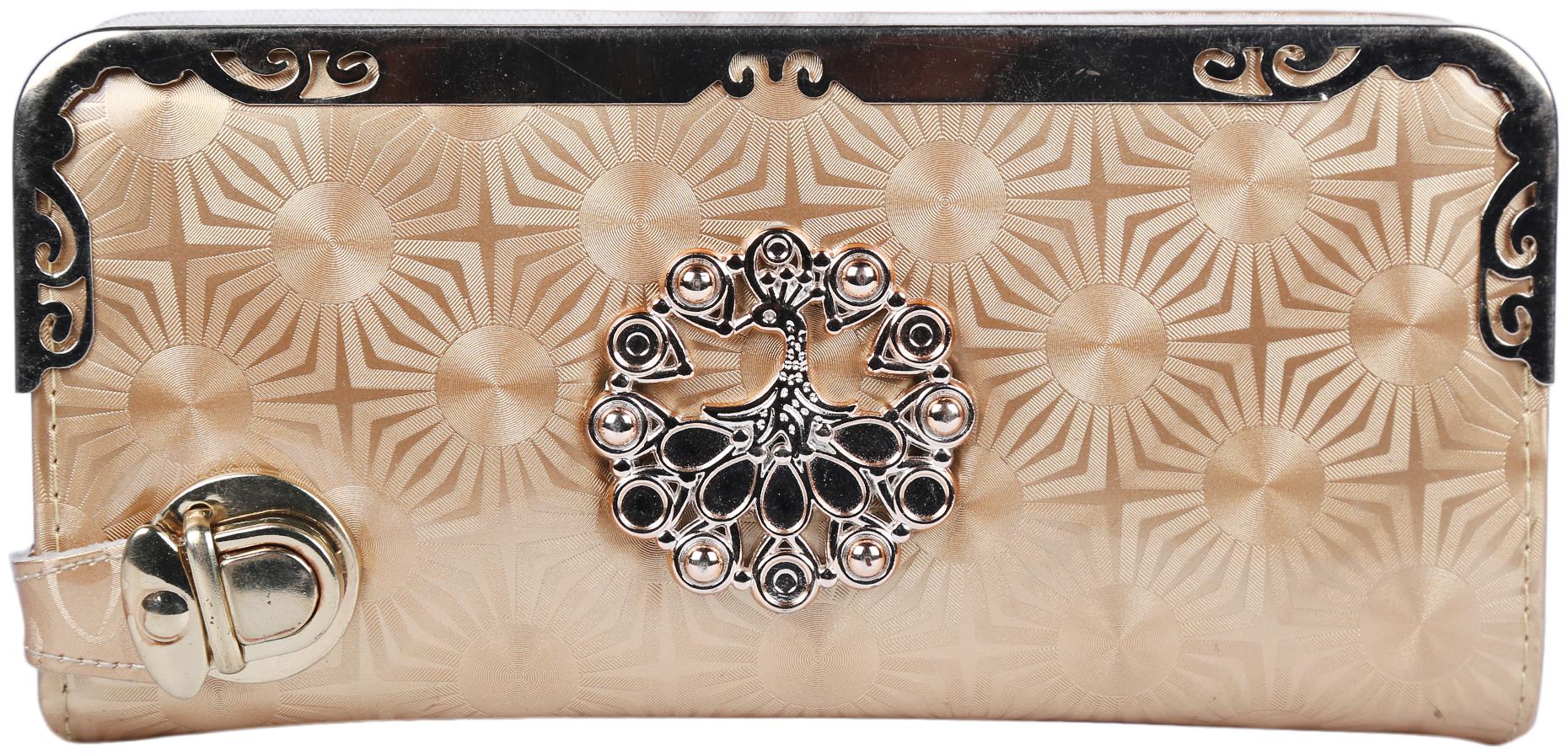 

VHPQ Beautiful Stylish Golden Peacock Badge Clutch