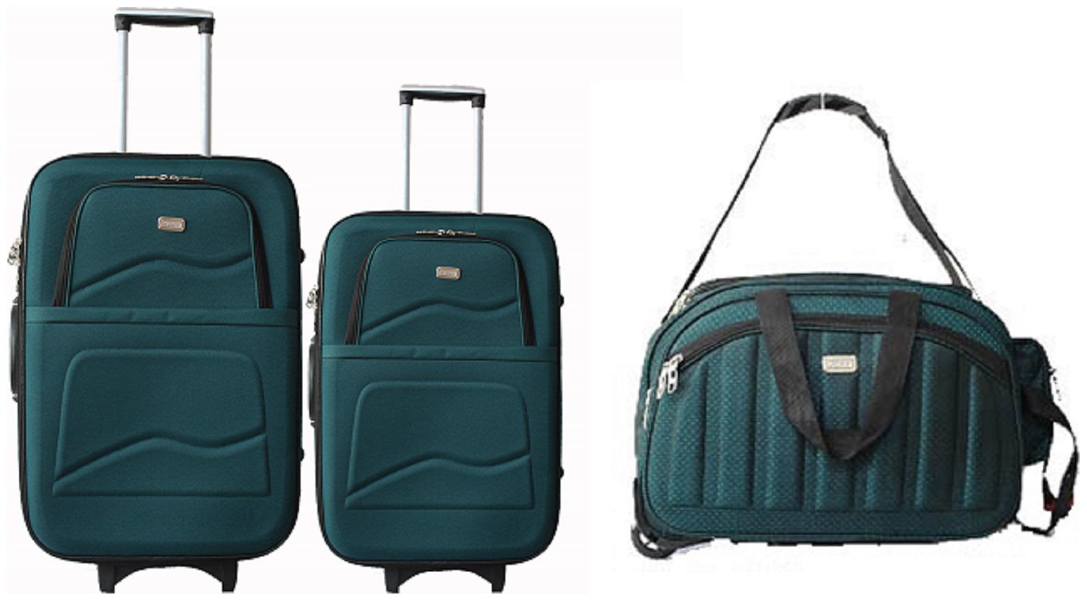 

VIDHI Turquoise Luggage Combo Set pack of 3 (20-inch Cabin 24-inch Check-in Suitcase Trolley Bag and 18-inch Expandable and Foldable Duffel Bag)