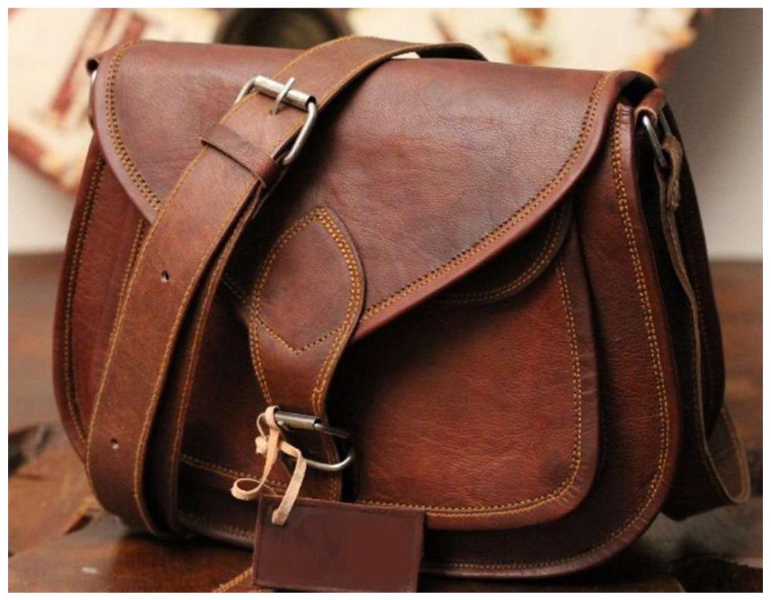 

Vintage Crafts Brown Leather Messenger bag