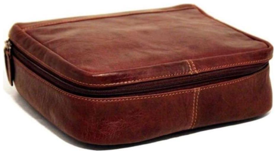 

Vintage Genuine Leather Toiletry Bag Organizer (Dopp Kit) with Smooth Zipper
