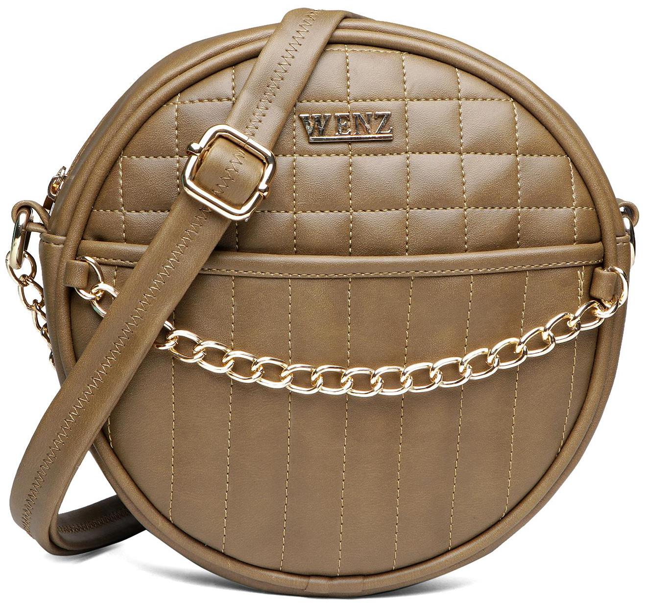 

Wenz Brown Faux Leather Checked Sling Bag