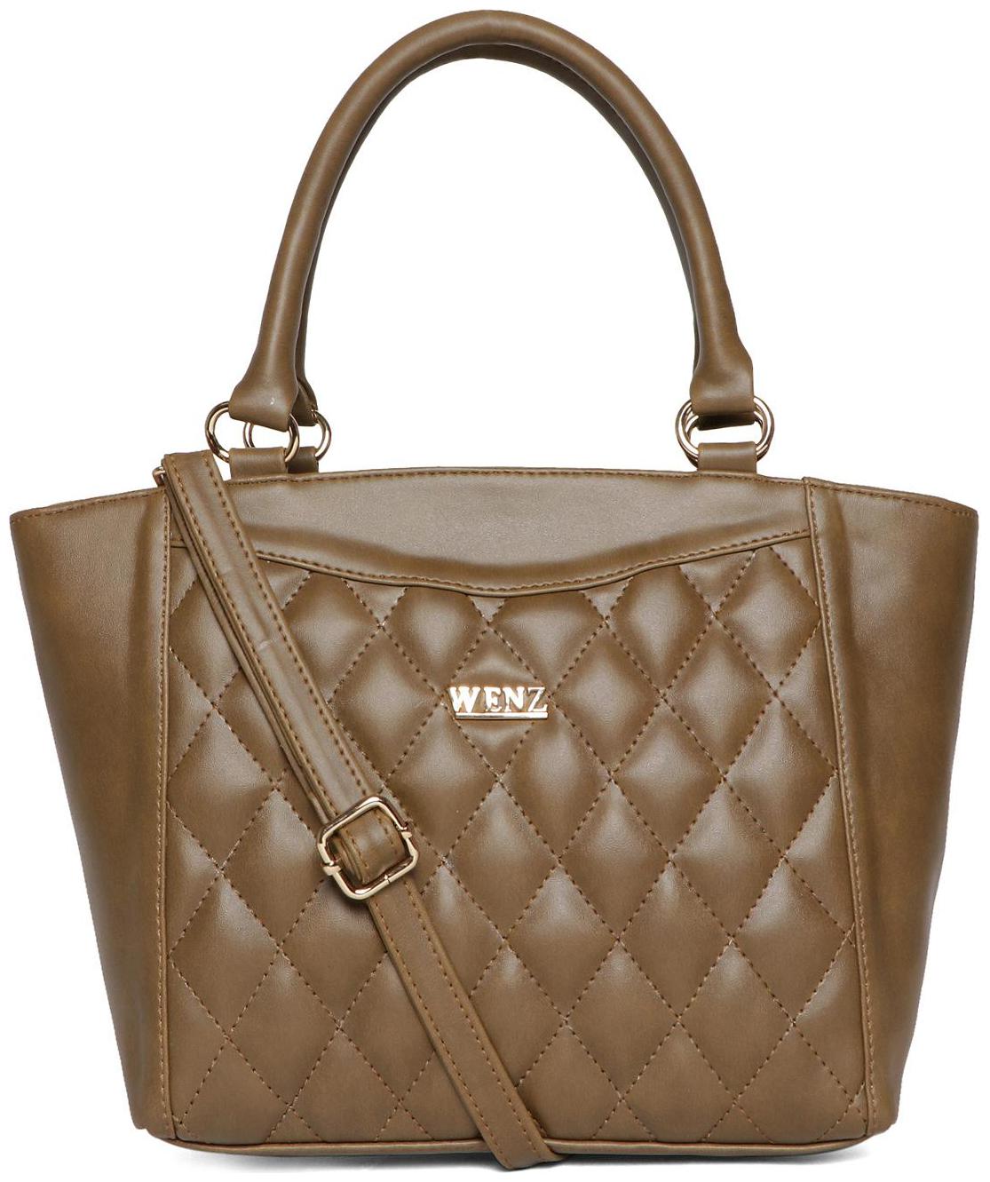

Wenz Brown Faux Leather Satchel - RVHB-41