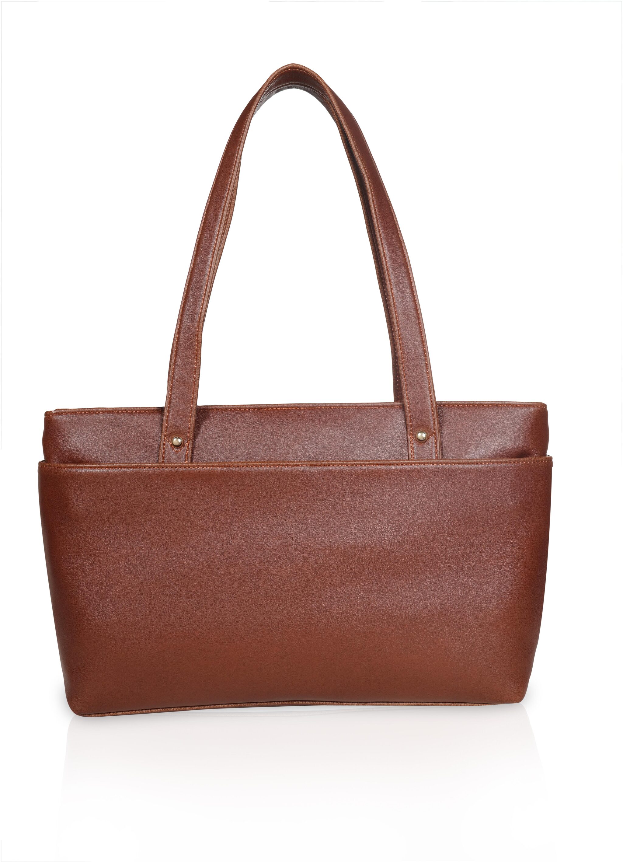

Wenz Tan Faux Leather Handheld Bag