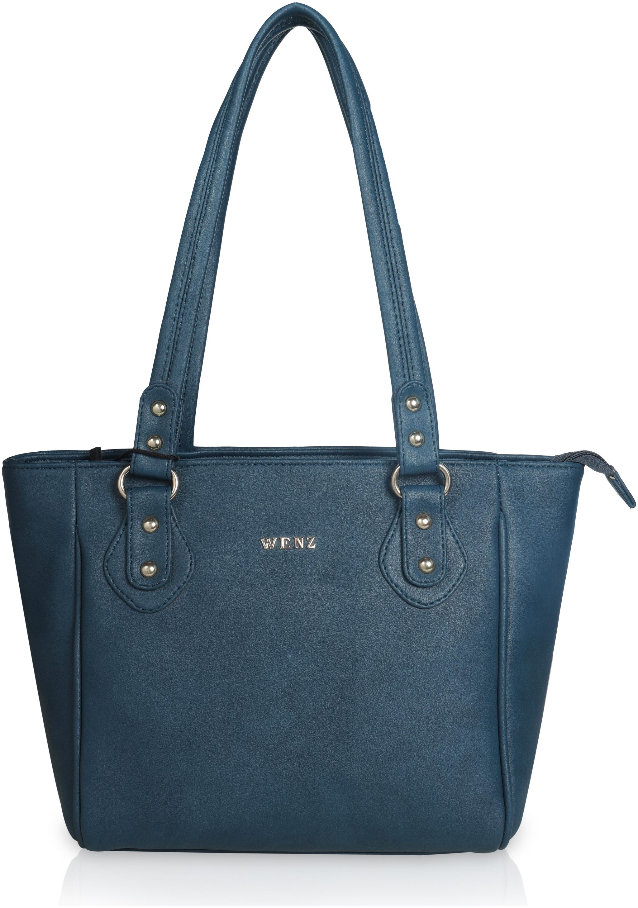

Wenz Blue Faux Leather Handheld Bag