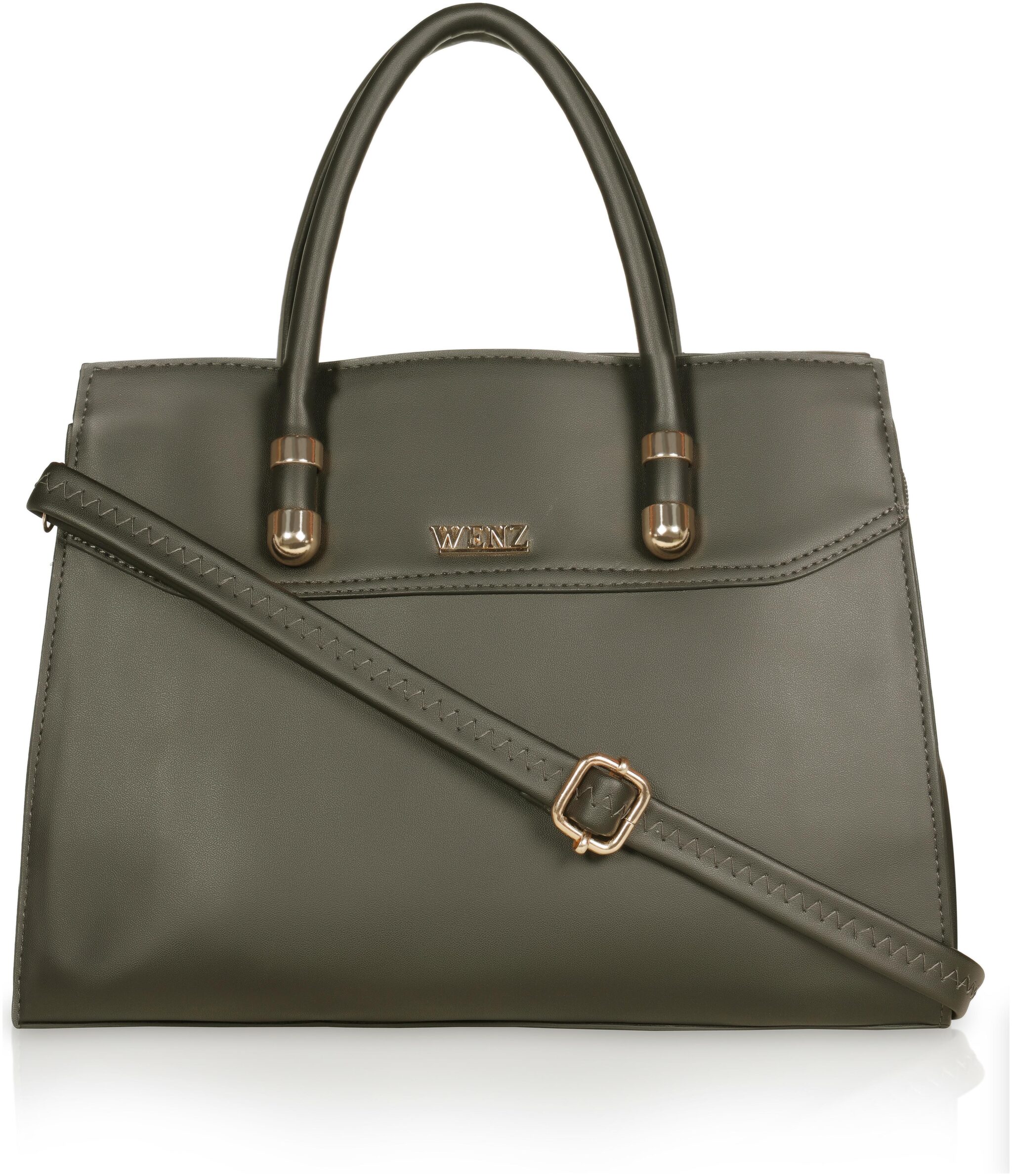 

Wenz Green Faux Leather Handheld Bag