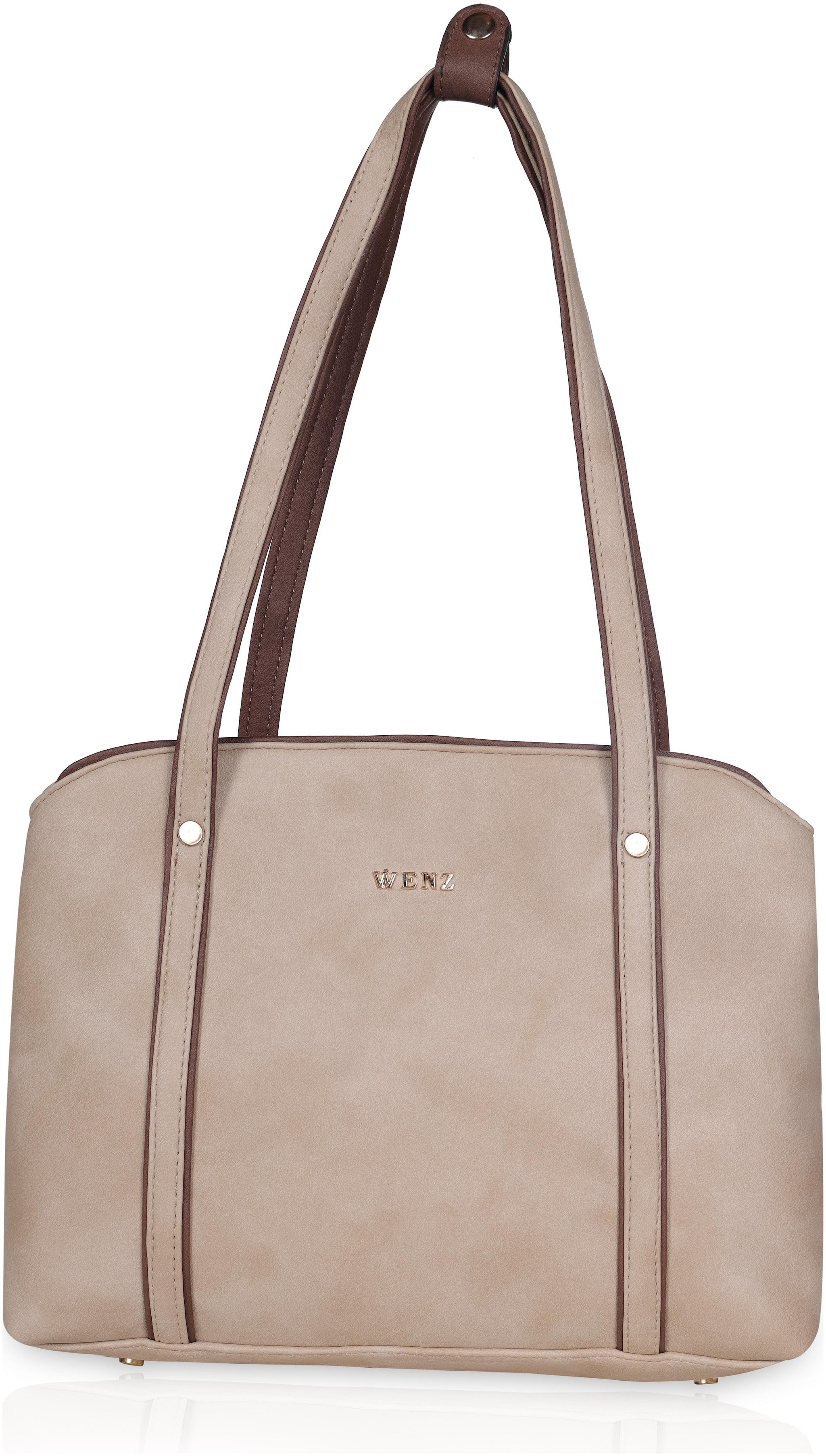 

Wenz Cream Faux Leather Handheld Bag