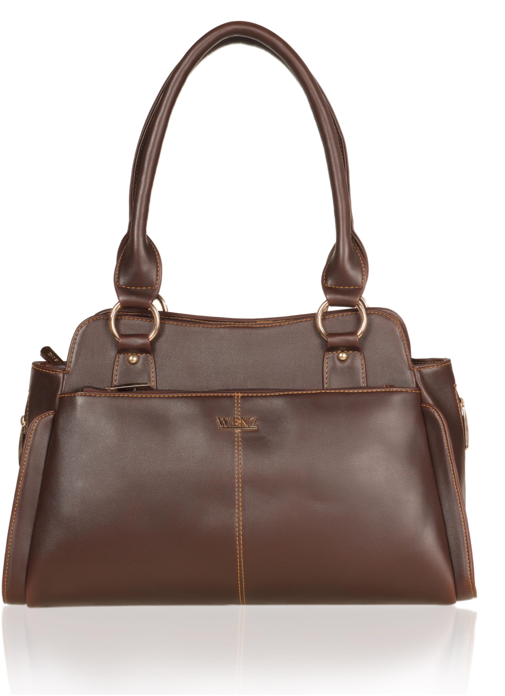 

Wenz Brown Faux Leather Handheld Bag