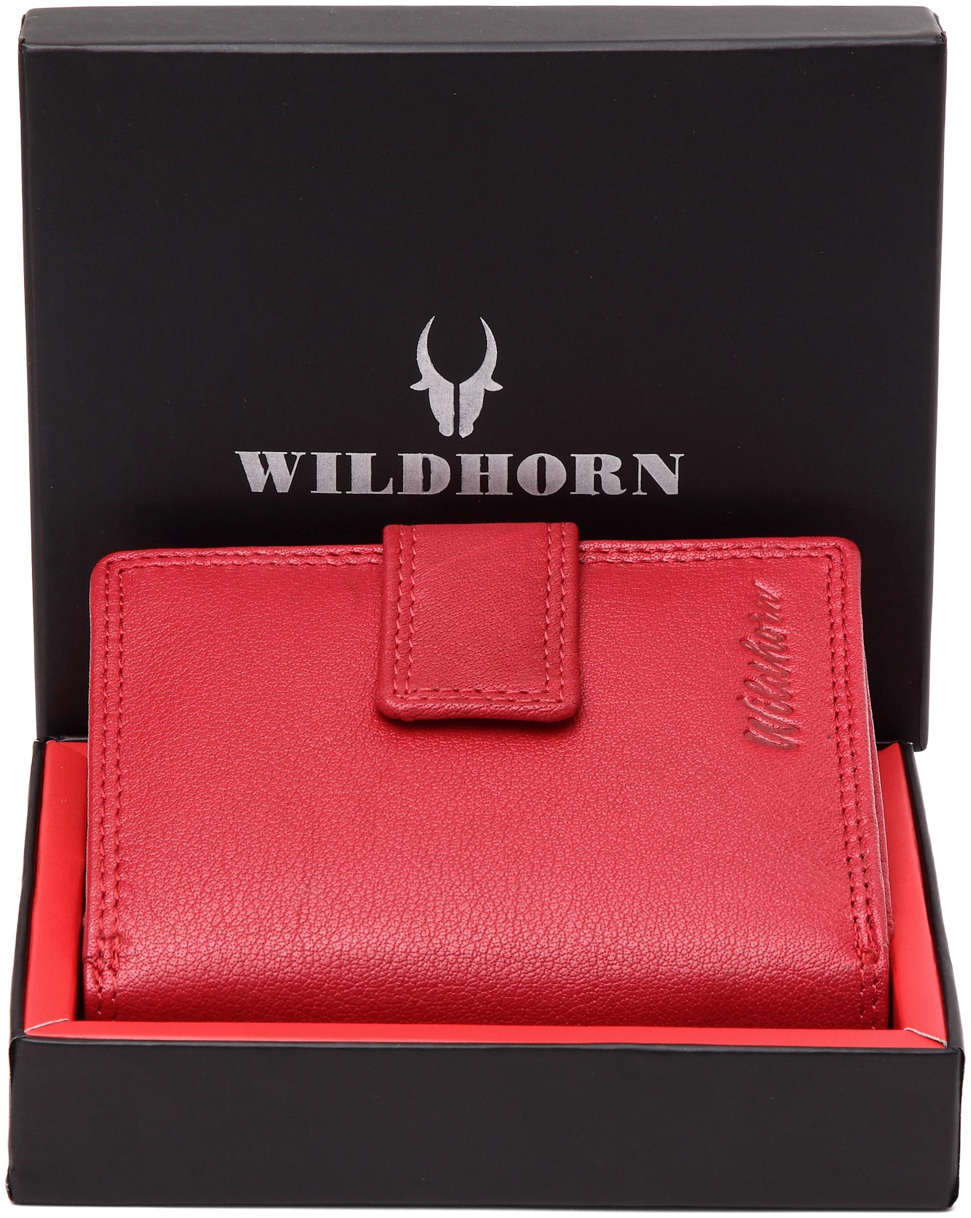 

WildHorn RFID PROTECTED Genuine Leather Clutch for Women Girls(RED)
