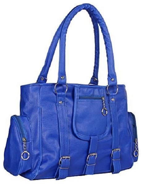 

MVKA Blue Faux Leather Handheld Bag