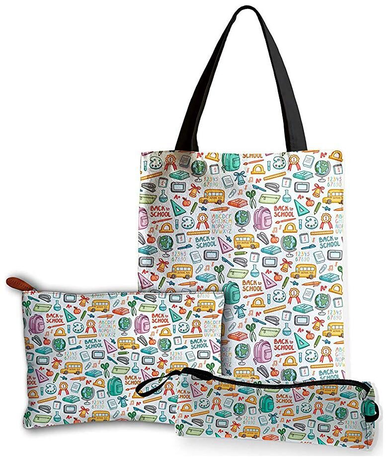 

Women s Travel Accessories Combo Pack of Canvas Zipper Tote bag Hand Pouch Pencil Pouch