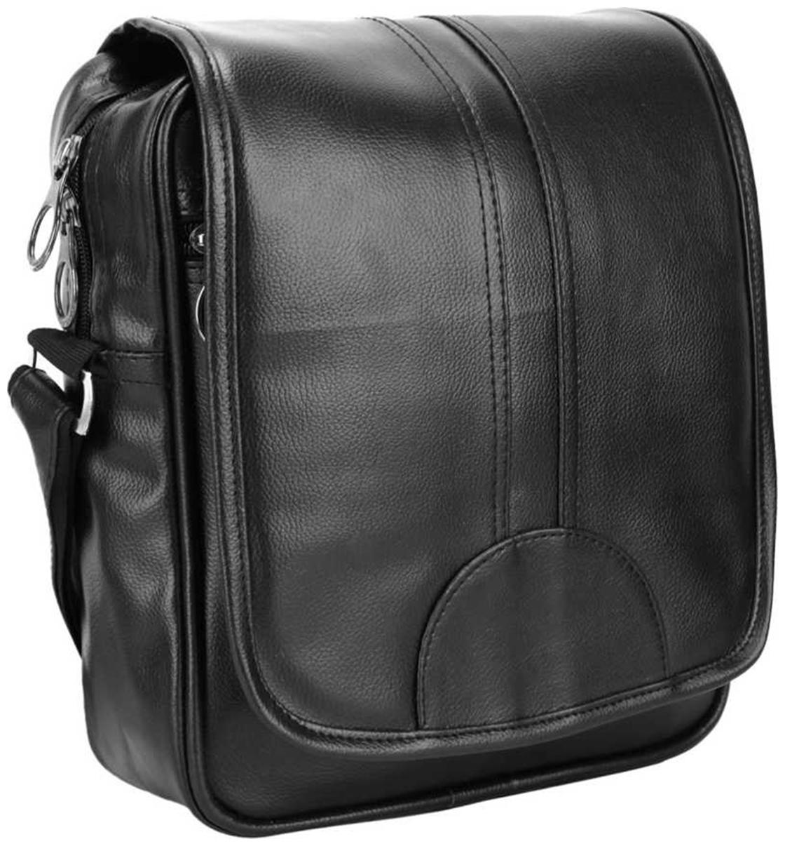 

Wonder Star premium quality Men Artificial Leather Sling bag Messenger bag Cross-Body (Black)