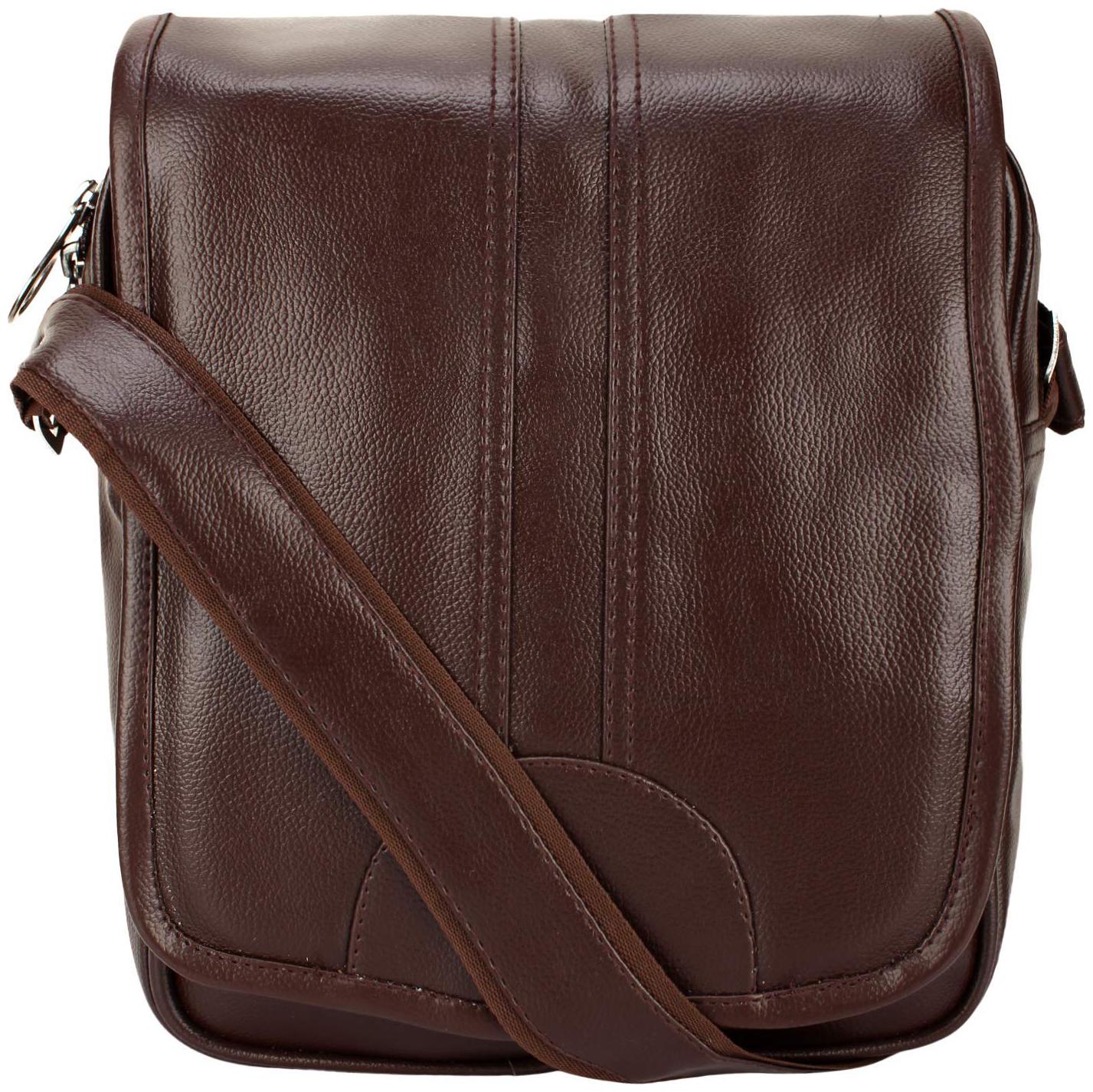 

Wonder Star premium quality Men Women Artificial Leather Sling bag Messenger bag Cross-Body (Brown)
