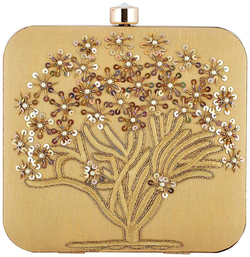 

Worthyy Enterprises Women Gold Synthetic Clutch
