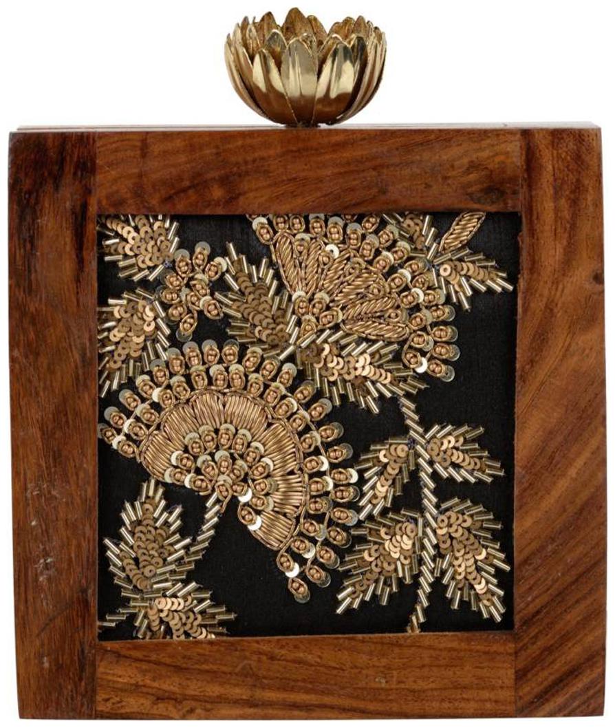 

Worthyy Enterprises Women Wooden Party Black Clutch