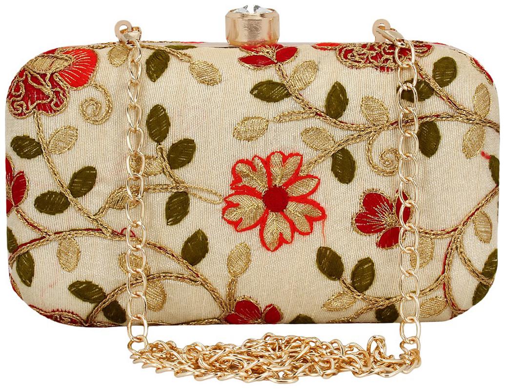 

Worthyy Enterprises Women Gold Synthetic Clutch