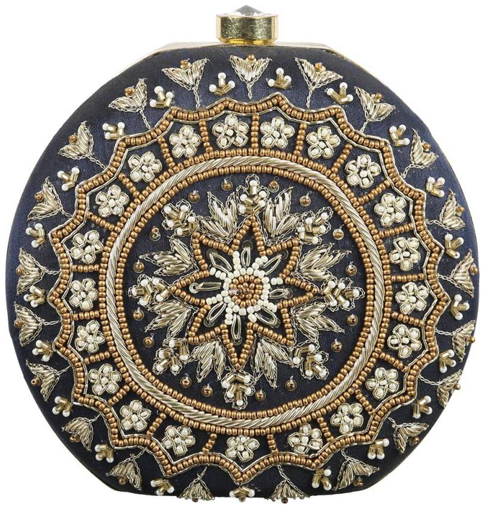 

Worthyy Enterprises Women Embroidery Party Black Clutch