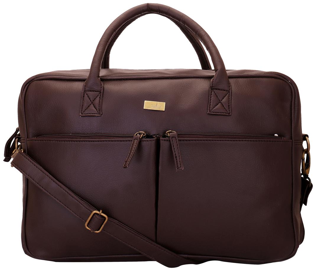 

Yelloe Brown PU Laptop Messenger Bag