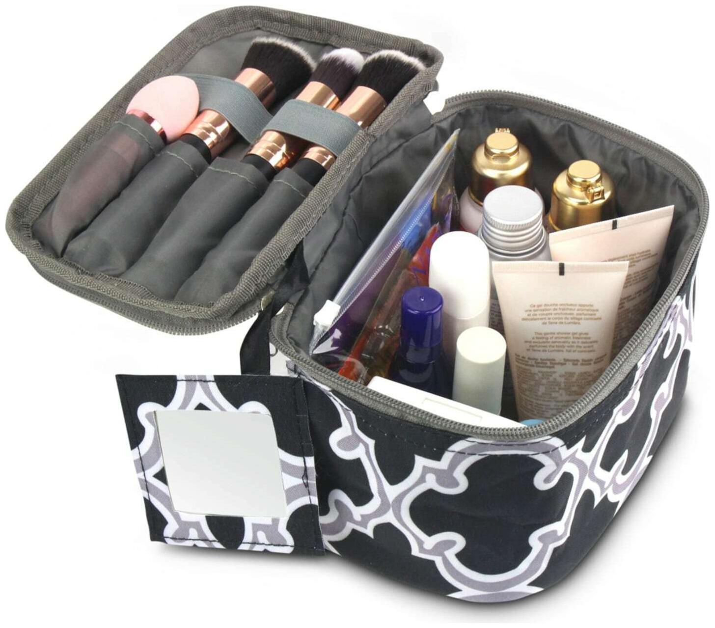 

Zodaca Black Quatrefoil Lightweight Travel Makeup Cosmetic Black