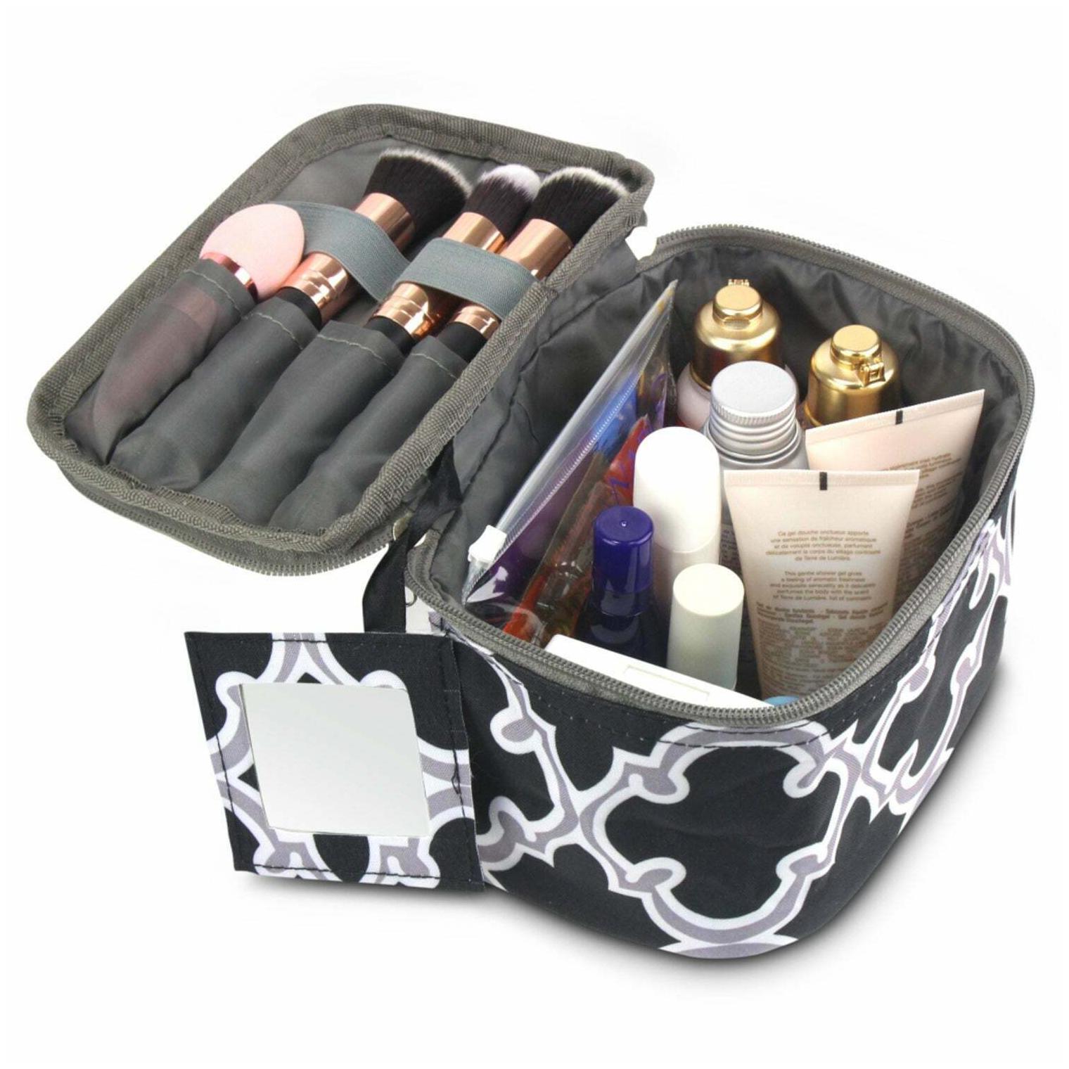

Zodaca Black Quatrefoil Lightweight Travel Makeup Cosmetic Black