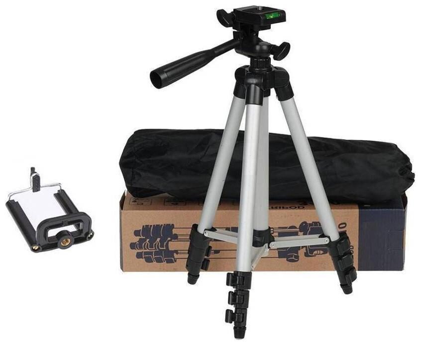 

3110-105Portable Tripod Stand For Camera and phone Tripod Kit (Black Supports Up to 1500 g)
