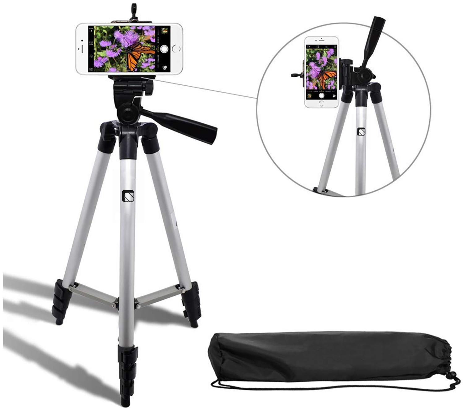 

CHG 3110 Portable Foldable Lightweight Mobile Camera Tripod with Universal Holder Bracket Three-Dimensional Head Quick Release Plate Compatible with All Mobiles Phones