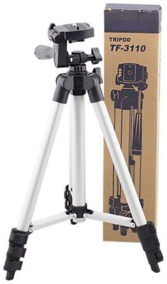 

CHG 3110 Portable Aluminium Lite Weight Professional Mobiles Cameras 4 Section Lever Lock Tripod Stand with Universal Smartphones Clip Holder 3 Dimensional Head Quick Release Plate