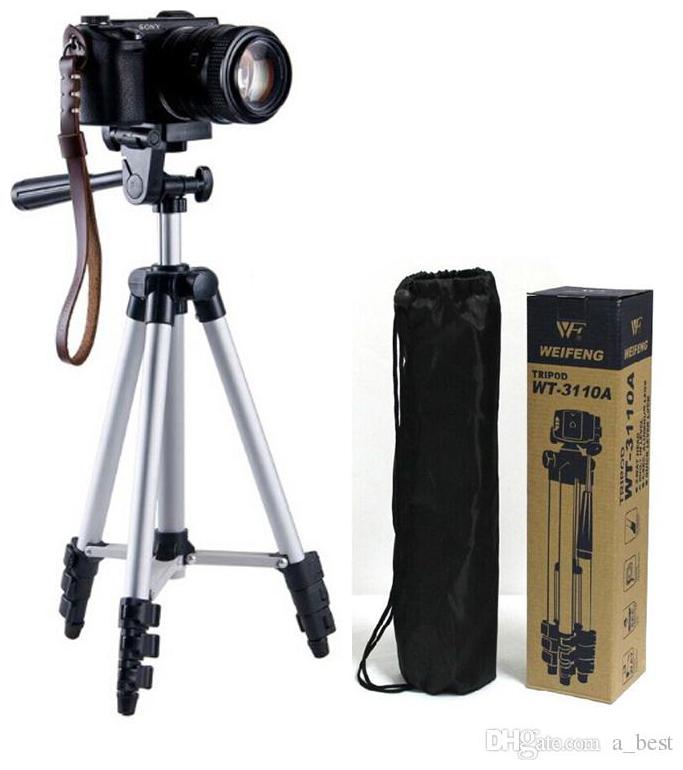 

CHG 3110 Portable Aluminium Lite Weight Professional Mobiles Cameras 4 Section Lever Lock Tripod Stand with Universal Smartphones Clip Holder 3 Dimensional Head Quick Release Plate