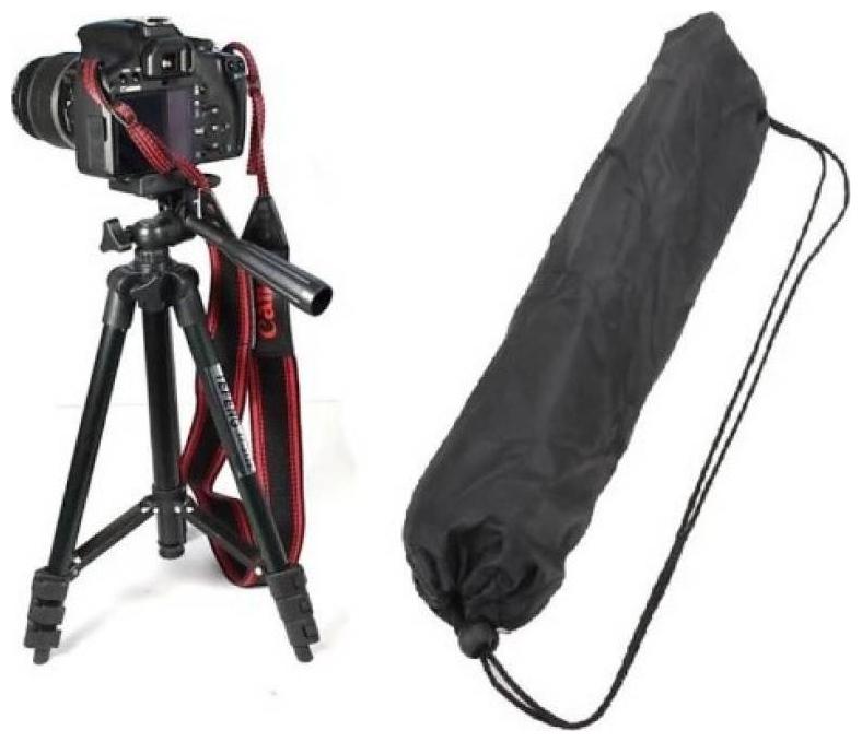 

3110 Foldable Camera Tripod with Mobile Clip Holder Bracket (Black) Design By CHG