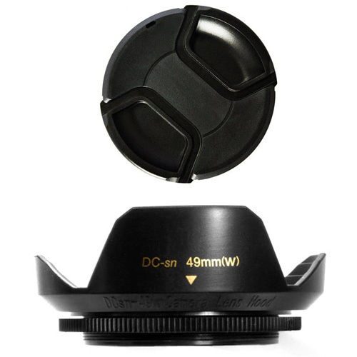 

49mm Lens Hood Flower Crown Wide Petal Shape and Lens Cap for Fujifilm Fuji X100