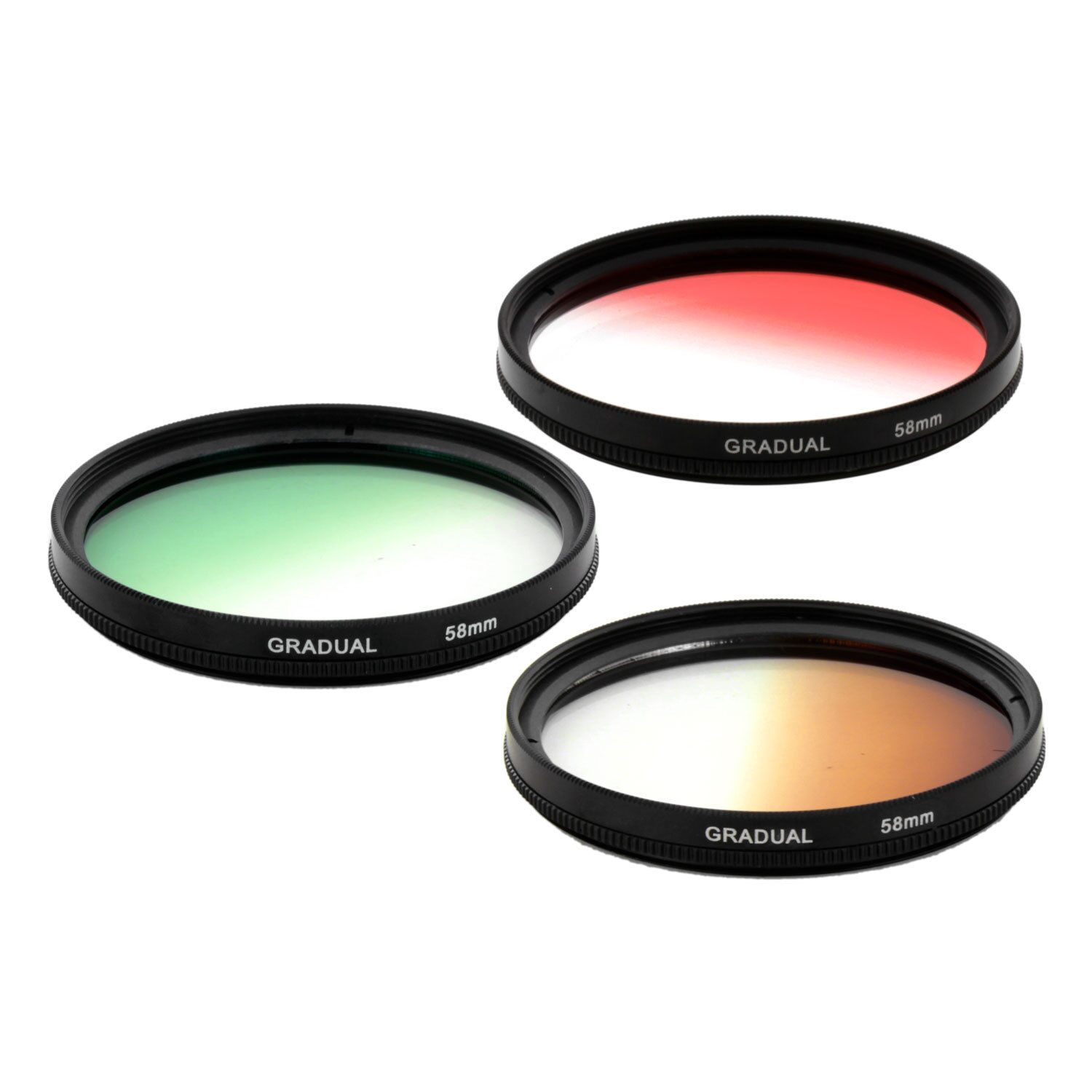 

58mm Graduated Gradual density Color Camera lens Filter KIT Red Brown Green