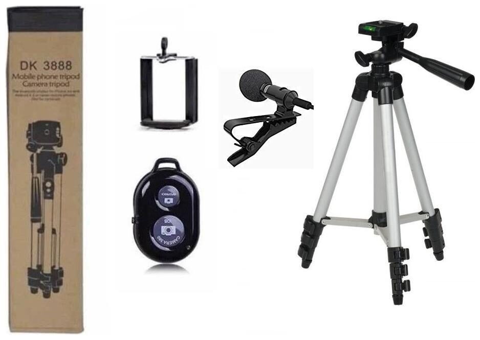 

ACCESORIES LEGACY 3888 Portable Bluetooth Remote Control Camera Selfie Tripod Flexible Stretch Mobile Phone Holder With Collar Mic