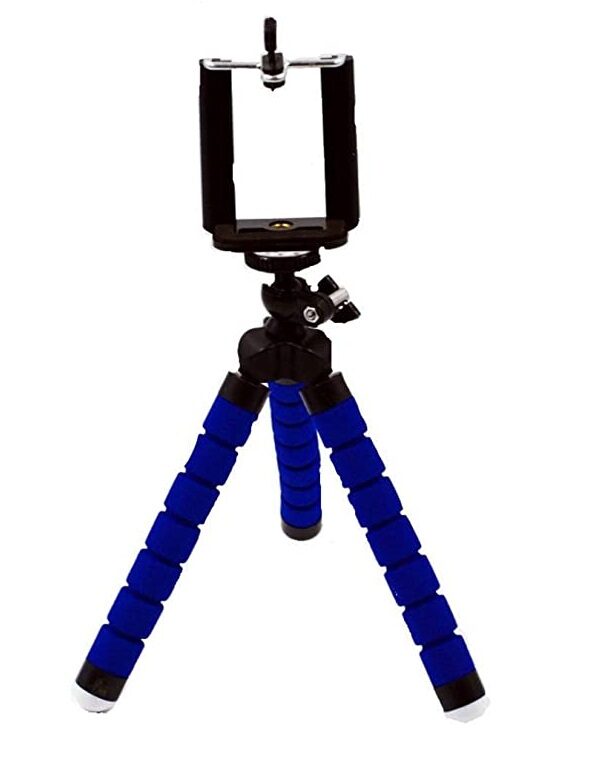

BTK Trade Flexible Non Extentable 6 inch Tripod Stand for Mobile GoPro (Blue)